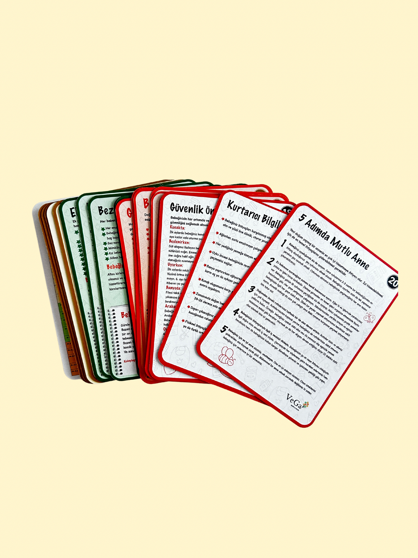 Resimli Bebek bakımı ve etkinlik kartları 0-12 ay