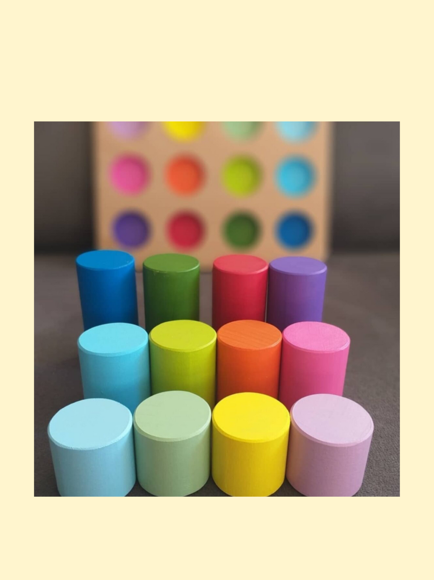 12 Montessori-Zylinder mit Zuordnungstabelle