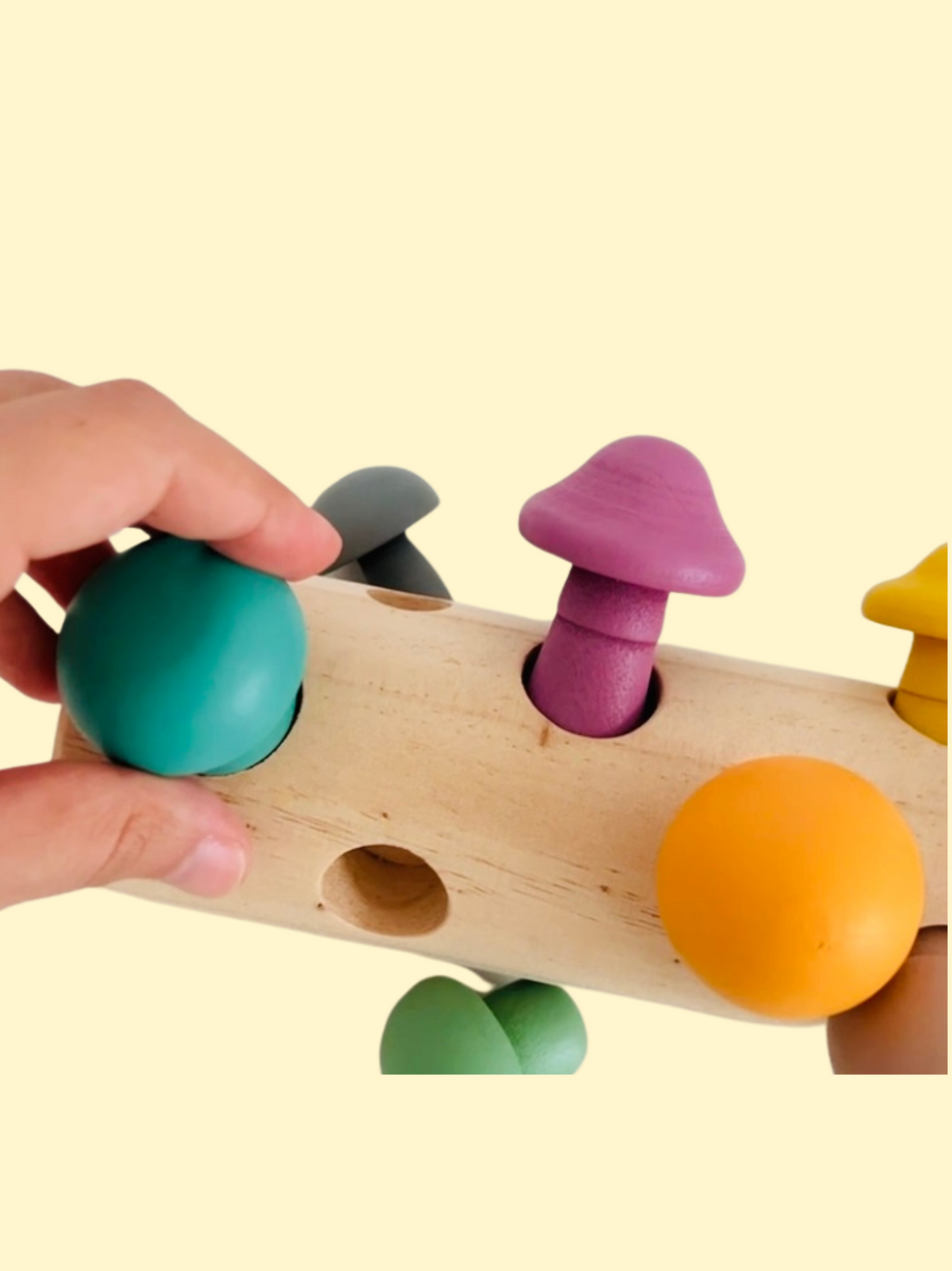 Montessori-Spielzeugsortierspiel aus Holz mit bunten Pilzgrößen