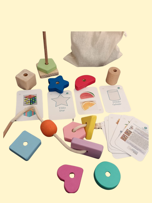 Montessori Holz Spielzeug mit Zuordnungskarten