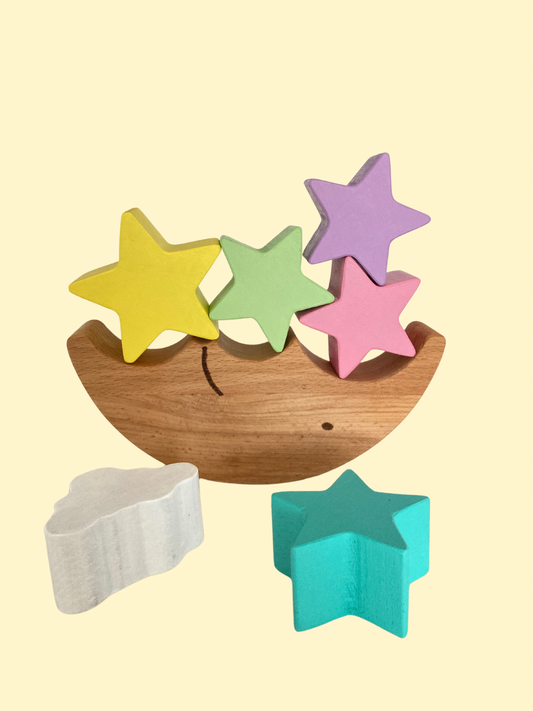 Montessori Spielzeug Mond - Stern - Wolke Balancespiel