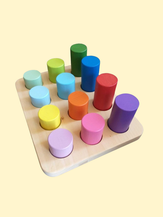 12 Montessori-Zylinder mit Zuordnungstabelle